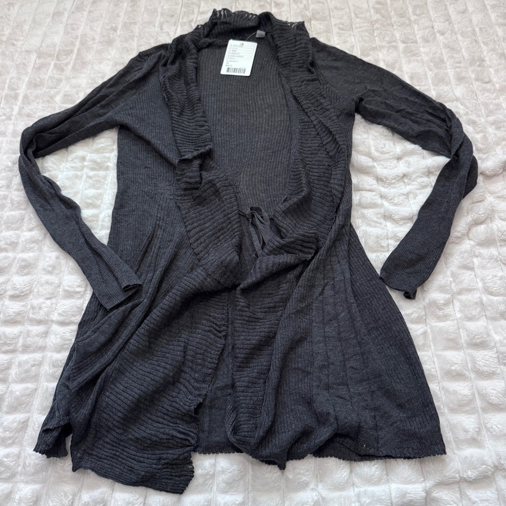 NEW Knitted & Knotted XS Gray Lightweight Cardigan Sweater ~ Modal Silk